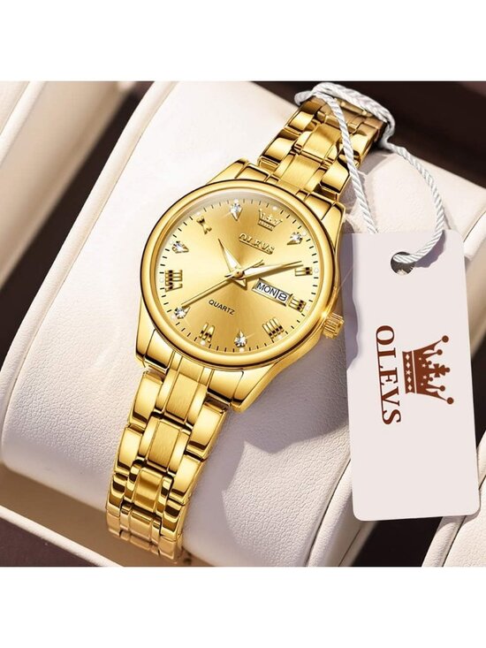 Women\'s All Gold Adjustable Strap Stainless Steel Waterproof Luxury Wrist Watch main image 4